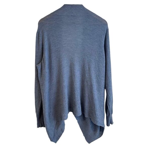 Eileen Fisher Woman Blue, Grey Lightweight Wool Open Waterfall Cardigan Size 1X - Picture 2 of 7